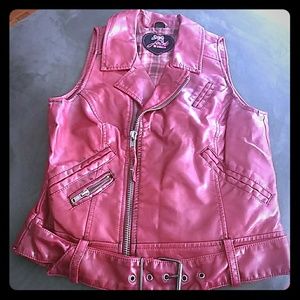 Red pleather vest